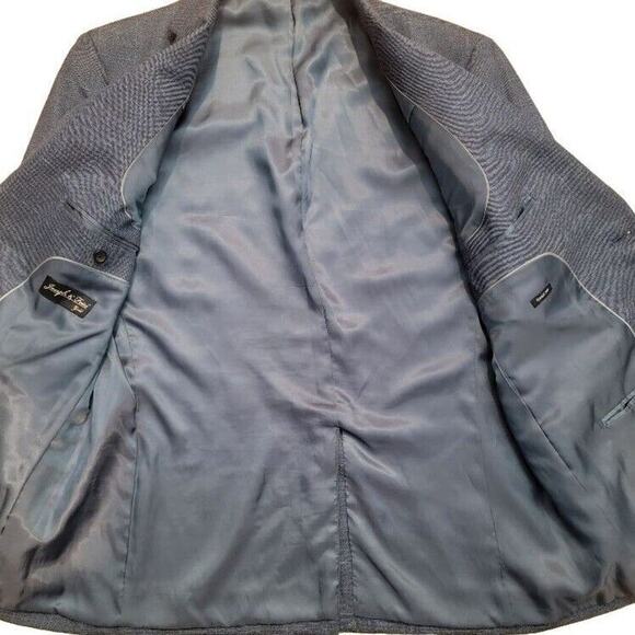 Joseph & Feiss Wool Blazer Sportcoat 42R Men's Plaid Blue Two Button - Picture 4 of 12
